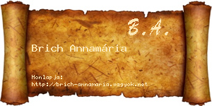 Brich Annamária névjegykártya